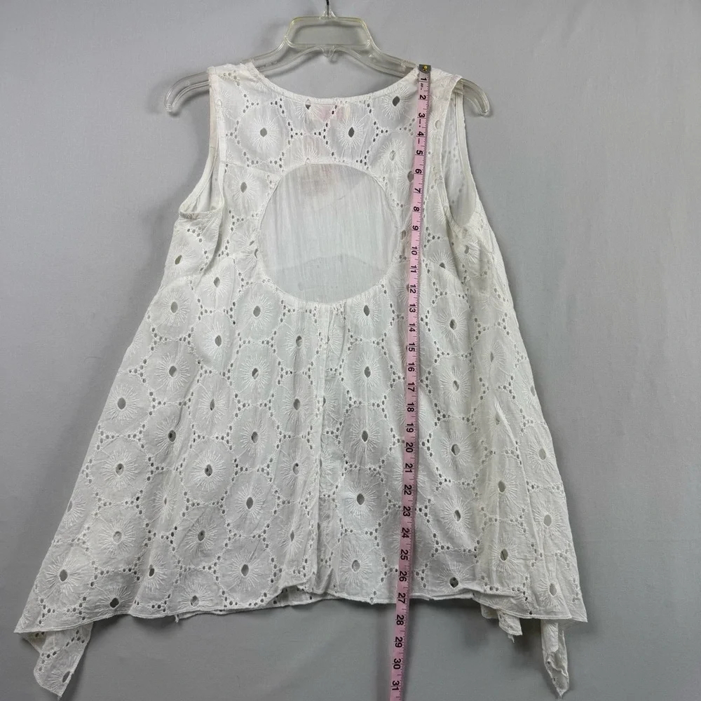 Platinum Tunic Top Womens Small Medium White Eyelet Embroidery Lagenlook NEW - Picture 7 of 12